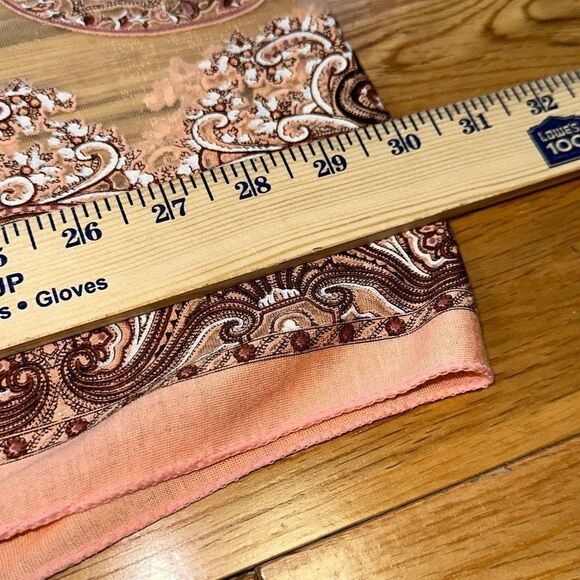 Delicate pink and peach shawl, scarf, wrap see through mesh & tassels 60 in long - Picture 10 of 10